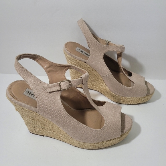 Steve Madden Kendraaa Oatmeal Wedge Espadrille Sandals Size 10 M - Picture 1 of 10